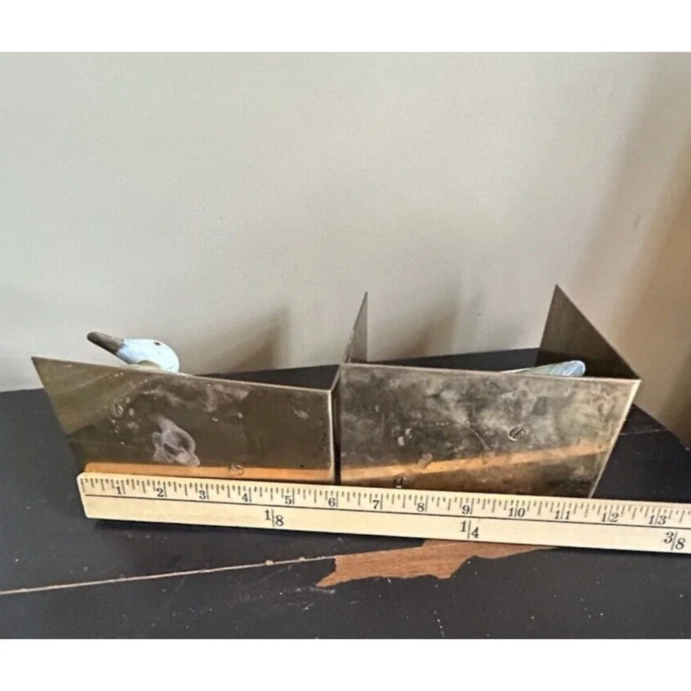 Vintage Hand Painted Enameled Brass Duck‎ Decoy Bookends
